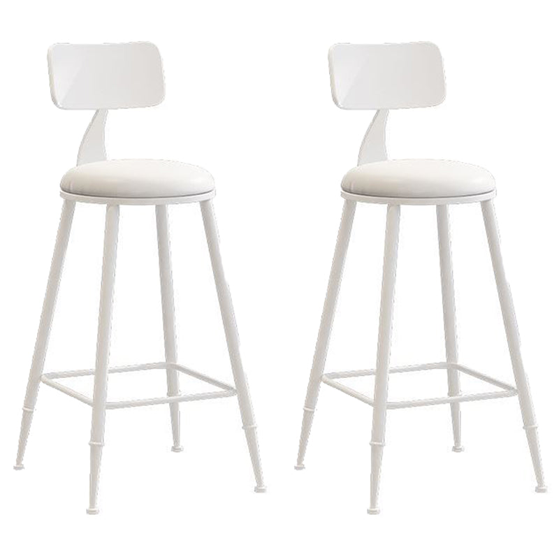 Nordic Armless Backrest Counter Stool Iron Bar Stool with Cushion and Pedal for Cafe White 2 Piece Set Counter Stool(26"H) Clearhalo 'Bar Furniture' 'Bar Stools' 'bar_stools' 'furn' 'furn_bar_stools' 'Furniture' 'Kitchen & Dining Furniture' 5724443