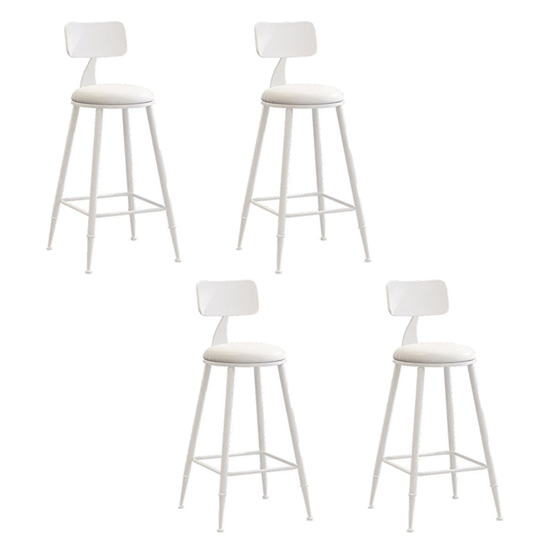 Nordic Armless Backrest Counter Stool Iron Bar Stool with Cushion and Pedal for Cafe White 4 Piece Set Counter Stool(26"H) Clearhalo 'Bar Furniture' 'Bar Stools' 'bar_stools' 'furn' 'furn_bar_stools' 'Furniture' 'Kitchen & Dining Furniture' 5724444