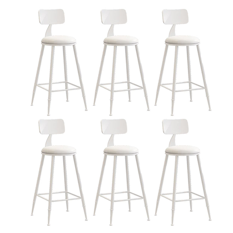 Nordic Armless Backrest Counter Stool Iron Bar Stool with Cushion and Pedal for Cafe White 6 Piece Set Counter Stool(26"H) Clearhalo 'Bar Furniture' 'Bar Stools' 'bar_stools' 'furn' 'furn_bar_stools' 'Furniture' 'Kitchen & Dining Furniture' 5724445
