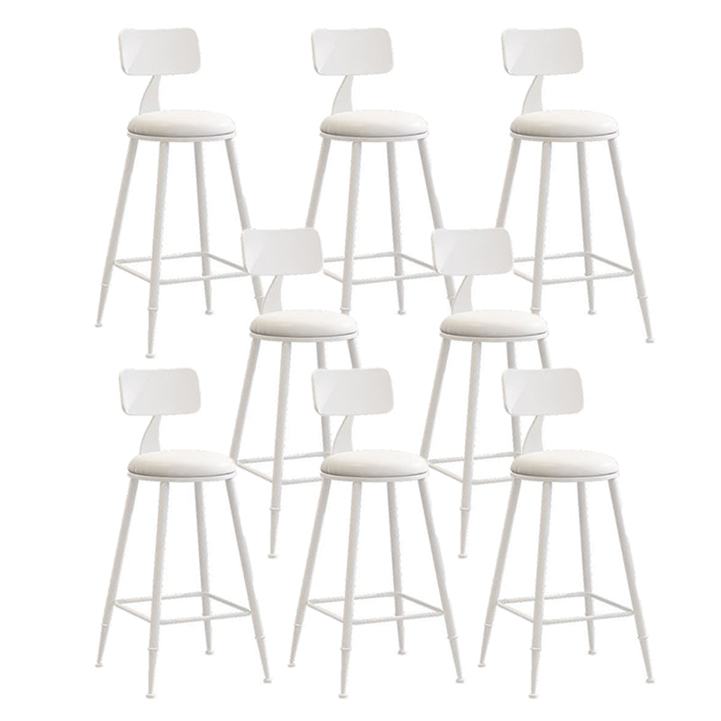 Nordic Armless Backrest Counter Stool Iron Bar Stool with Cushion and Pedal for Cafe White 8 Piece Set Counter Stool(26"H) Clearhalo 'Bar Furniture' 'Bar Stools' 'bar_stools' 'furn' 'furn_bar_stools' 'Furniture' 'Kitchen & Dining Furniture' 5724446