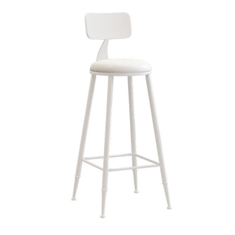 Nordic Armless Backrest Counter Stool Iron Bar Stool with Cushion and Pedal for Cafe White 1 Piece Bar Stool(30"H) Clearhalo 'Bar Furniture' 'Bar Stools' 'bar_stools' 'furn' 'furn_bar_stools' 'Furniture' 'Kitchen & Dining Furniture' 5724447