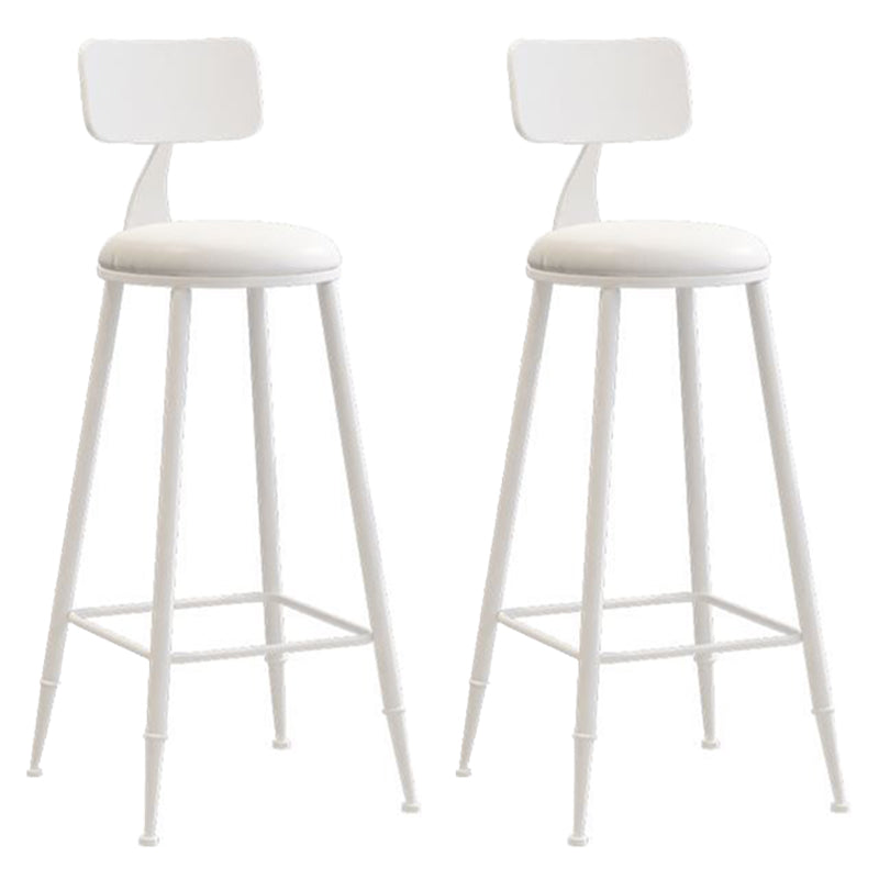 Nordic Armless Backrest Counter Stool Iron Bar Stool with Cushion and Pedal for Cafe White 2 Piece Set Bar Stool(30"H) Clearhalo 'Bar Furniture' 'Bar Stools' 'bar_stools' 'furn' 'furn_bar_stools' 'Furniture' 'Kitchen & Dining Furniture' 5724448