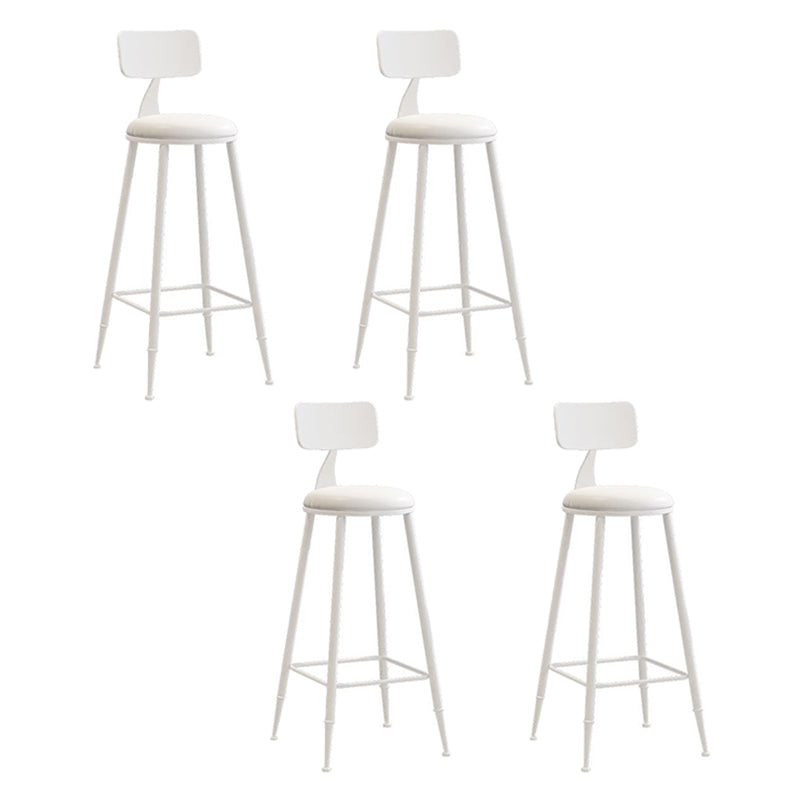 Nordic Armless Backrest Counter Stool Iron Bar Stool with Cushion and Pedal for Cafe White 4 Piece Set Bar Stool(30"H) Clearhalo 'Bar Furniture' 'Bar Stools' 'bar_stools' 'furn' 'furn_bar_stools' 'Furniture' 'Kitchen & Dining Furniture' 5724449