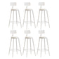Nordic Armless Backrest Counter Stool Iron Bar Stool with Cushion and Pedal for Cafe White 6 Piece Set Bar Stool(30"H) Clearhalo 'Bar Furniture' 'Bar Stools' 'bar_stools' 'furn' 'furn_bar_stools' 'Furniture' 'Kitchen & Dining Furniture' 5724450
