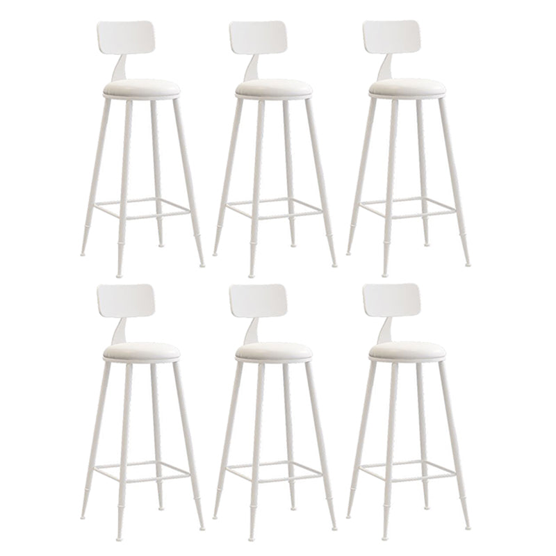Nordic Armless Backrest Counter Stool Iron Bar Stool with Cushion and Pedal for Cafe White 6 Piece Set Bar Stool(30"H) Clearhalo 'Bar Furniture' 'Bar Stools' 'bar_stools' 'furn' 'furn_bar_stools' 'Furniture' 'Kitchen & Dining Furniture' 5724450