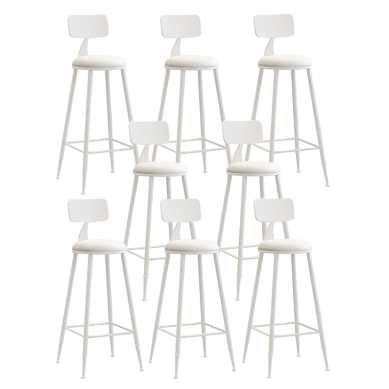 Nordic Armless Backrest Counter Stool Iron Bar Stool with Cushion and Pedal for Cafe White 8 Piece Set Bar Stool(30"H) Clearhalo 'Bar Furniture' 'Bar Stools' 'bar_stools' 'furn' 'furn_bar_stools' 'Furniture' 'Kitchen & Dining Furniture' 5724451