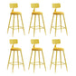 Nordic Armless Backrest Counter Stool Iron Bar Stool with Cushion and Pedal for Cafe Yellow 6 Piece Set Counter Stool(26"H) Clearhalo 'Bar Furniture' 'Bar Stools' 'bar_stools' 'furn' 'furn_bar_stools' 'Furniture' 'Kitchen & Dining Furniture' 5724460