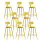 Nordic Armless Backrest Counter Stool Iron Bar Stool with Cushion and Pedal for Cafe Yellow 8 Piece Set Counter Stool(26"H) Clearhalo 'Bar Furniture' 'Bar Stools' 'bar_stools' 'furn' 'furn_bar_stools' 'Furniture' 'Kitchen & Dining Furniture' 5724461