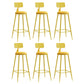 Nordic Armless Backrest Counter Stool Iron Bar Stool with Cushion and Pedal for Cafe Yellow 6 Piece Set Bar Stool(30"H) Clearhalo 'Bar Furniture' 'Bar Stools' 'bar_stools' 'furn' 'furn_bar_stools' 'Furniture' 'Kitchen & Dining Furniture' 5724465