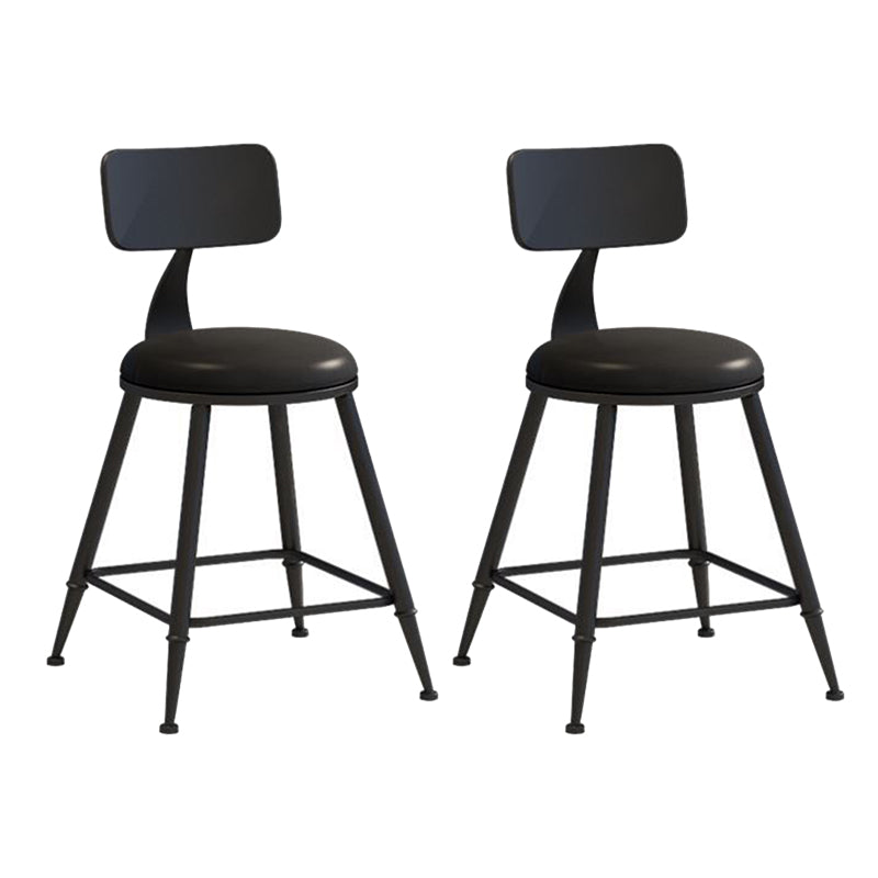 Nordic Armless Backrest Counter Stool Iron Bar Stool with Cushion and Pedal for Cafe Black 2 Piece Set Short Stool(18"H) Clearhalo 'Bar Furniture' 'Bar Stools' 'bar_stools' 'furn' 'furn_bar_stools' 'Furniture' 'Kitchen & Dining Furniture' 5724468
