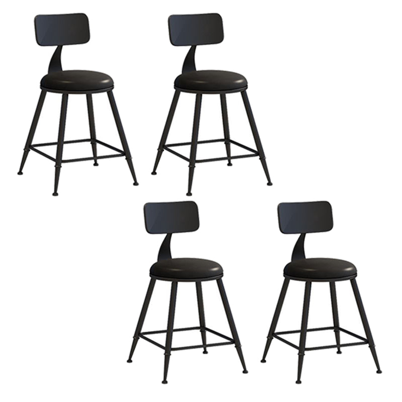 Nordic Armless Backrest Counter Stool Iron Bar Stool with Cushion and Pedal for Cafe Black 4 Piece Set Short Stool(18"H) Clearhalo 'Bar Furniture' 'Bar Stools' 'bar_stools' 'furn' 'furn_bar_stools' 'Furniture' 'Kitchen & Dining Furniture' 5724469