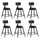 Nordic Armless Backrest Counter Stool Iron Bar Stool with Cushion and Pedal for Cafe Black 6 Piece Set Short Stool(18"H) Clearhalo 'Bar Furniture' 'Bar Stools' 'bar_stools' 'furn' 'furn_bar_stools' 'Furniture' 'Kitchen & Dining Furniture' 5724470