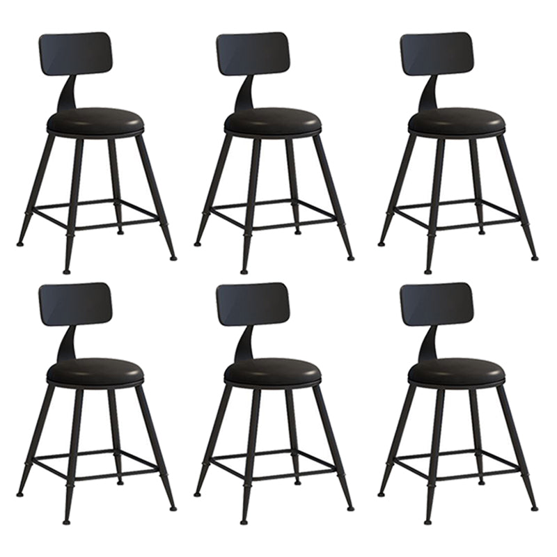 Nordic Armless Backrest Counter Stool Iron Bar Stool with Cushion and Pedal for Cafe Black 6 Piece Set Short Stool(18"H) Clearhalo 'Bar Furniture' 'Bar Stools' 'bar_stools' 'furn' 'furn_bar_stools' 'Furniture' 'Kitchen & Dining Furniture' 5724470