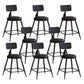 Nordic Armless Backrest Counter Stool Iron Bar Stool with Cushion and Pedal for Cafe Black 8 Piece Set Short Stool(18"H) Clearhalo 'Bar Furniture' 'Bar Stools' 'bar_stools' 'furn' 'furn_bar_stools' 'Furniture' 'Kitchen & Dining Furniture' 5724471