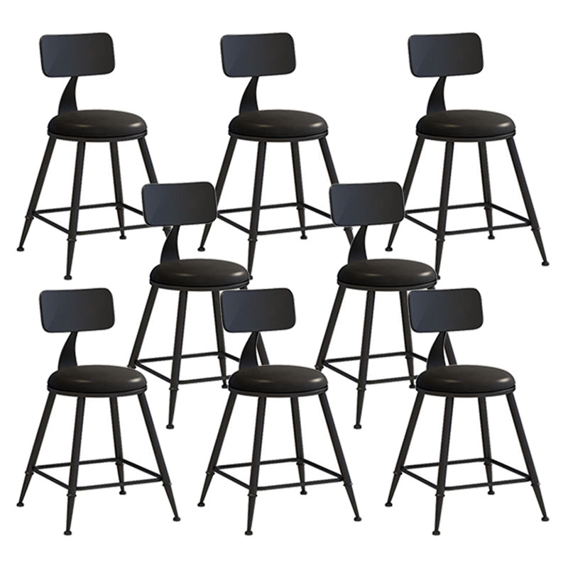 Nordic Armless Backrest Counter Stool Iron Bar Stool with Cushion and Pedal for Cafe Black 8 Piece Set Short Stool(18"H) Clearhalo 'Bar Furniture' 'Bar Stools' 'bar_stools' 'furn' 'furn_bar_stools' 'Furniture' 'Kitchen & Dining Furniture' 5724471