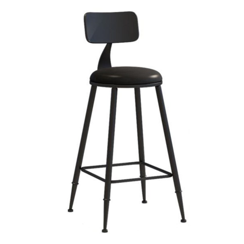 Nordic Armless Backrest Counter Stool Iron Bar Stool with Cushion and Pedal for Cafe Black 1 Piece Counter Stool(26"H) Clearhalo 'Bar Furniture' 'Bar Stools' 'bar_stools' 'furn' 'furn_bar_stools' 'Furniture' 'Kitchen & Dining Furniture' 5724472