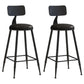 Nordic Armless Backrest Counter Stool Iron Bar Stool with Cushion and Pedal for Cafe Black 2 Piece Set Counter Stool(26"H) Clearhalo 'Bar Furniture' 'Bar Stools' 'bar_stools' 'furn' 'furn_bar_stools' 'Furniture' 'Kitchen & Dining Furniture' 5724473