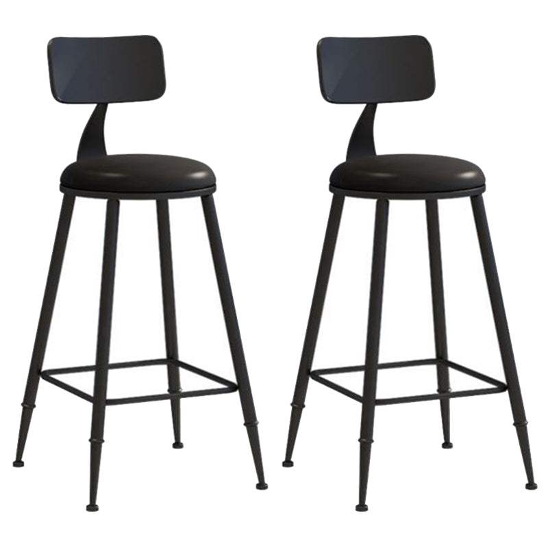 Nordic Armless Backrest Counter Stool Iron Bar Stool with Cushion and Pedal for Cafe Black 2 Piece Set Counter Stool(26"H) Clearhalo 'Bar Furniture' 'Bar Stools' 'bar_stools' 'furn' 'furn_bar_stools' 'Furniture' 'Kitchen & Dining Furniture' 5724473