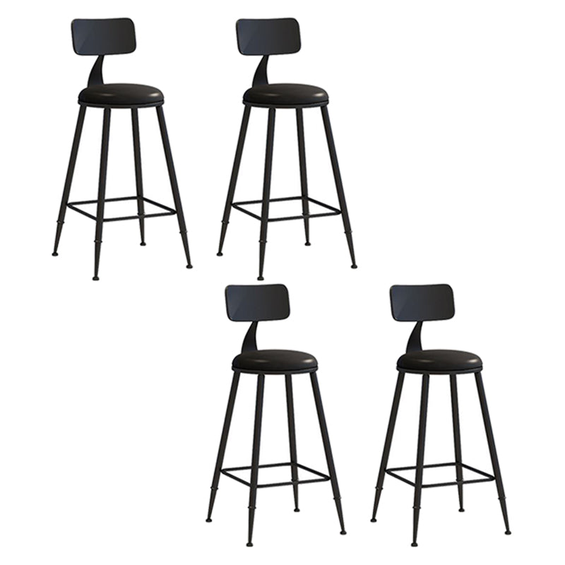 Nordic Armless Backrest Counter Stool Iron Bar Stool with Cushion and Pedal for Cafe Black 4 Piece Set Counter Stool(26"H) Clearhalo 'Bar Furniture' 'Bar Stools' 'bar_stools' 'furn' 'furn_bar_stools' 'Furniture' 'Kitchen & Dining Furniture' 5724474
