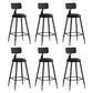 Nordic Armless Backrest Counter Stool Iron Bar Stool with Cushion and Pedal for Cafe Black 6 Piece Set Counter Stool(26"H) Clearhalo 'Bar Furniture' 'Bar Stools' 'bar_stools' 'furn' 'furn_bar_stools' 'Furniture' 'Kitchen & Dining Furniture' 5724475