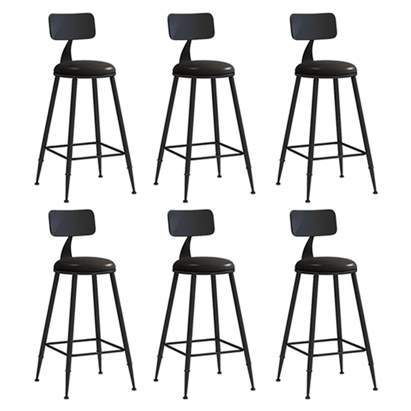 Nordic Armless Backrest Counter Stool Iron Bar Stool with Cushion and Pedal for Cafe Black 6 Piece Set Counter Stool(26"H) Clearhalo 'Bar Furniture' 'Bar Stools' 'bar_stools' 'furn' 'furn_bar_stools' 'Furniture' 'Kitchen & Dining Furniture' 5724475