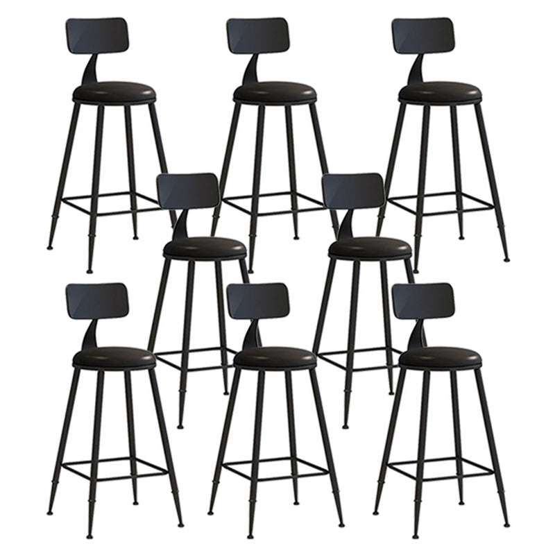 Nordic Armless Backrest Counter Stool Iron Bar Stool with Cushion and Pedal for Cafe Black 8 Piece Set Counter Stool(26"H) Clearhalo 'Bar Furniture' 'Bar Stools' 'bar_stools' 'furn' 'furn_bar_stools' 'Furniture' 'Kitchen & Dining Furniture' 5724476