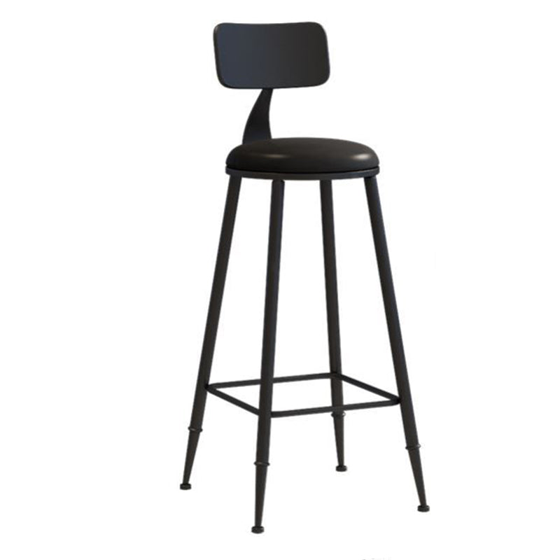 Nordic Armless Backrest Counter Stool Iron Bar Stool with Cushion and Pedal for Cafe Black 1 Piece Bar Stool(30"H) Clearhalo 'Bar Furniture' 'Bar Stools' 'bar_stools' 'furn' 'furn_bar_stools' 'Furniture' 'Kitchen & Dining Furniture' 5724477