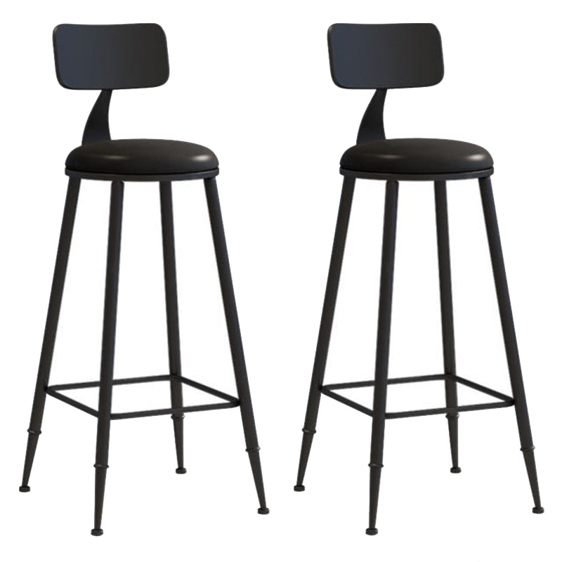 Nordic Armless Backrest Counter Stool Iron Bar Stool with Cushion and Pedal for Cafe Black 2 Piece Set Bar Stool(30"H) Clearhalo 'Bar Furniture' 'Bar Stools' 'bar_stools' 'furn' 'furn_bar_stools' 'Furniture' 'Kitchen & Dining Furniture' 5724478