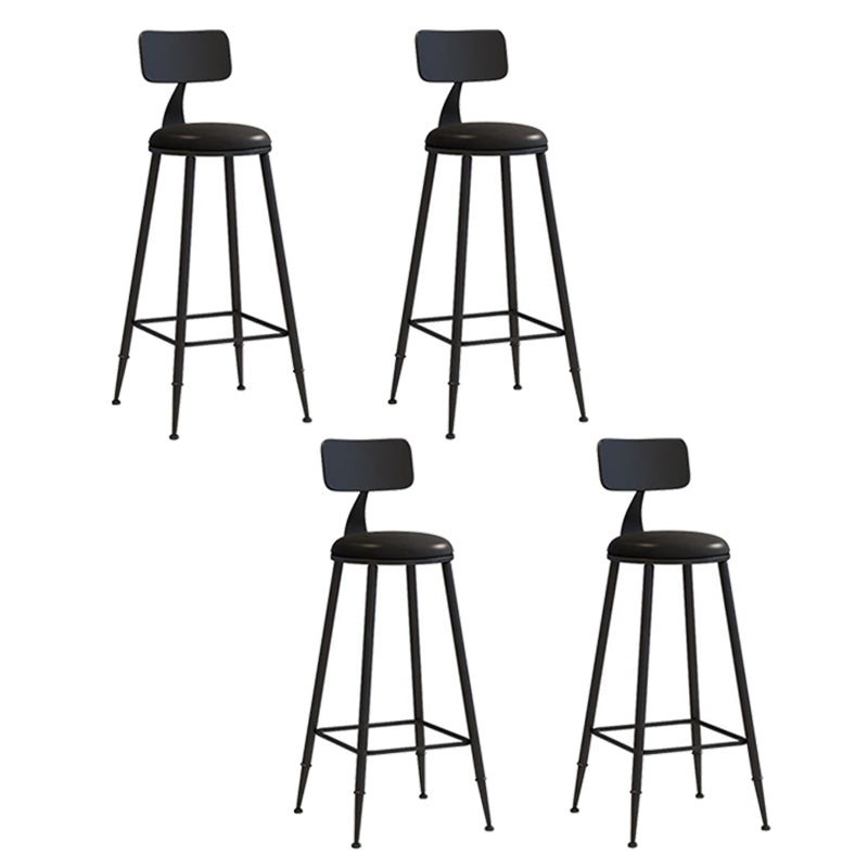 Nordic Armless Backrest Counter Stool Iron Bar Stool with Cushion and Pedal for Cafe Black 4 Piece Set Bar Stool(30"H) Clearhalo 'Bar Furniture' 'Bar Stools' 'bar_stools' 'furn' 'furn_bar_stools' 'Furniture' 'Kitchen & Dining Furniture' 5724479