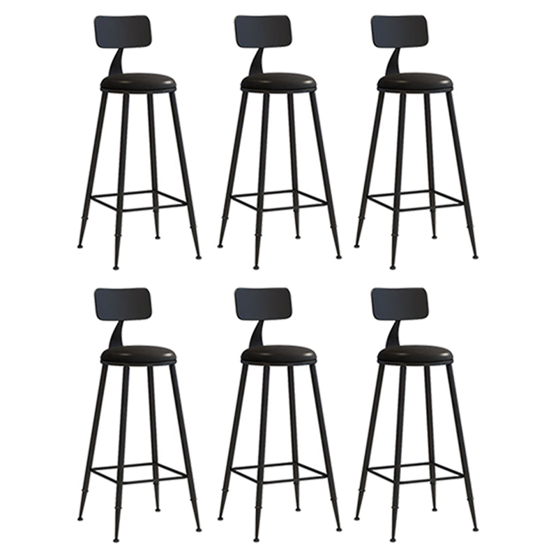 Nordic Armless Backrest Counter Stool Iron Bar Stool with Cushion and Pedal for Cafe Black 6 Piece Set Bar Stool(30"H) Clearhalo 'Bar Furniture' 'Bar Stools' 'bar_stools' 'furn' 'furn_bar_stools' 'Furniture' 'Kitchen & Dining Furniture' 5724480