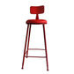 Nordic Armless Backrest Counter Stool Iron Bar Stool with Cushion and Pedal for Cafe Red 1 Piece Clearhalo 'Bar Furniture' 'Bar Stools' 'bar_stools' 'furn' 'furn_bar_stools' 'Furniture' 'Kitchen & Dining Furniture' 5724482