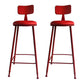 Nordic Armless Backrest Counter Stool Iron Bar Stool with Cushion and Pedal for Cafe Red 2 Piece Set Clearhalo 'Bar Furniture' 'Bar Stools' 'bar_stools' 'furn' 'furn_bar_stools' 'Furniture' 'Kitchen & Dining Furniture' 5724483