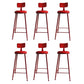 Nordic Armless Backrest Counter Stool Iron Bar Stool with Cushion and Pedal for Cafe Red 6 Piece Set Clearhalo 'Bar Furniture' 'Bar Stools' 'bar_stools' 'furn' 'furn_bar_stools' 'Furniture' 'Kitchen & Dining Furniture' 5724485
