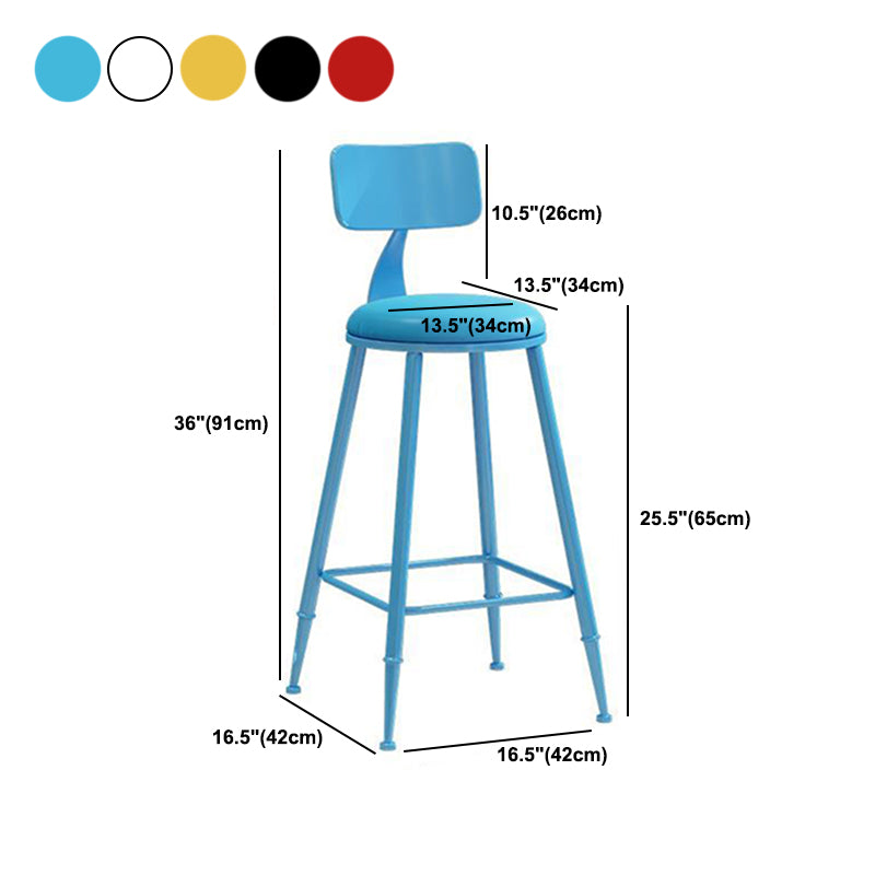 Nordic Armless Backrest Counter Stool Iron Bar Stool with Cushion and Pedal for Cafe Clearhalo 'Bar Furniture' 'Bar Stools' 'bar_stools' 'furn' 'furn_bar_stools' 'Furniture' 'Kitchen & Dining Furniture' 5724488