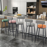 Schibro di sedile rotondo in tessuto Schibroni bassa bassa scandinava con 4 gambe di ferro nero