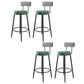 Stoffen ronde stoel aanrecht Stool Scandinavische lage rug barkruk met 4 zwarte ijzeren benen