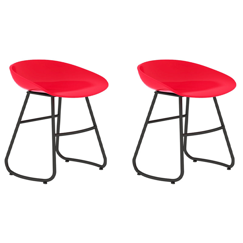 Modern Backrest Armless Counter Stool Iron Bar Stool with Acrylic Seat and Pedal for Cafe Red 2 Piece Set Short Stool(18"H) Clearhalo 'Bar Furniture' 'Bar Stools' 'bar_stools' 'furn' 'furn_bar_stools' 'Furniture' 'Kitchen & Dining Furniture' 5724614