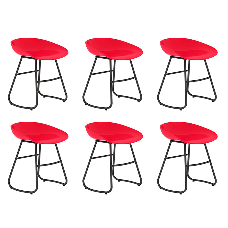 Modern Backrest Armless Counter Stool Iron Bar Stool with Acrylic Seat and Pedal for Cafe Red 6 Piece Set Short Stool(18"H) Clearhalo 'Bar Furniture' 'Bar Stools' 'bar_stools' 'furn' 'furn_bar_stools' 'Furniture' 'Kitchen & Dining Furniture' 5724618