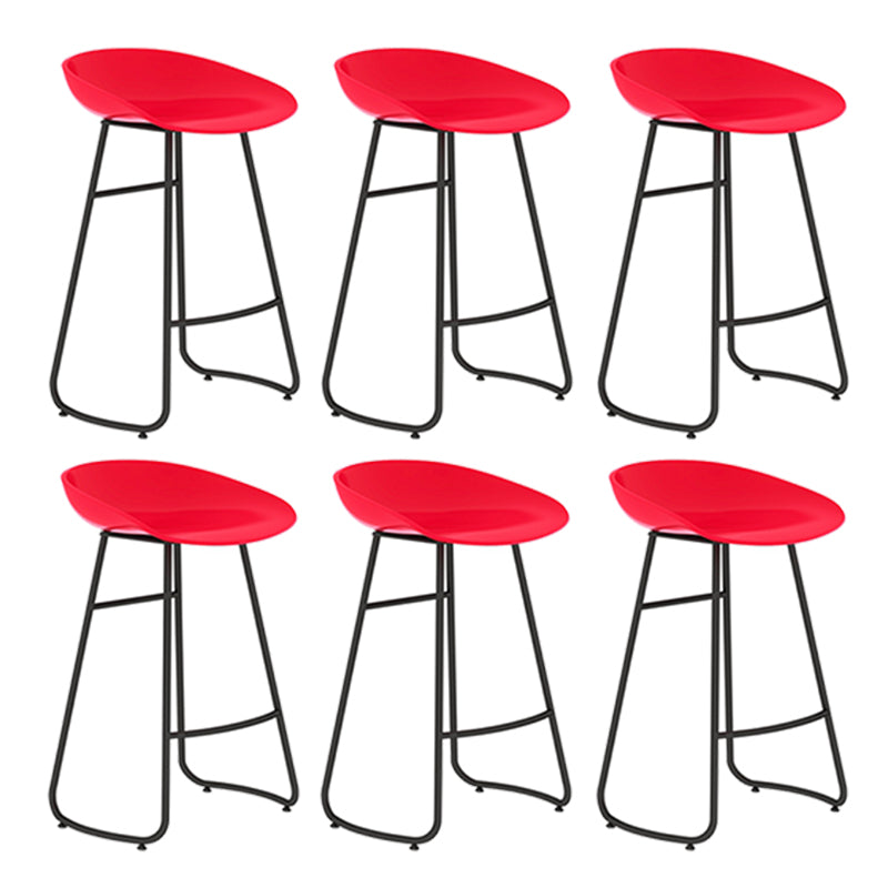 Modern Backrest Armless Counter Stool Iron Bar Stool with Acrylic Seat and Pedal for Cafe Red 6 Piece Set Counter Stool(26"H) Clearhalo 'Bar Furniture' 'Bar Stools' 'bar_stools' 'furn' 'furn_bar_stools' 'Furniture' 'Kitchen & Dining Furniture' 5724627
