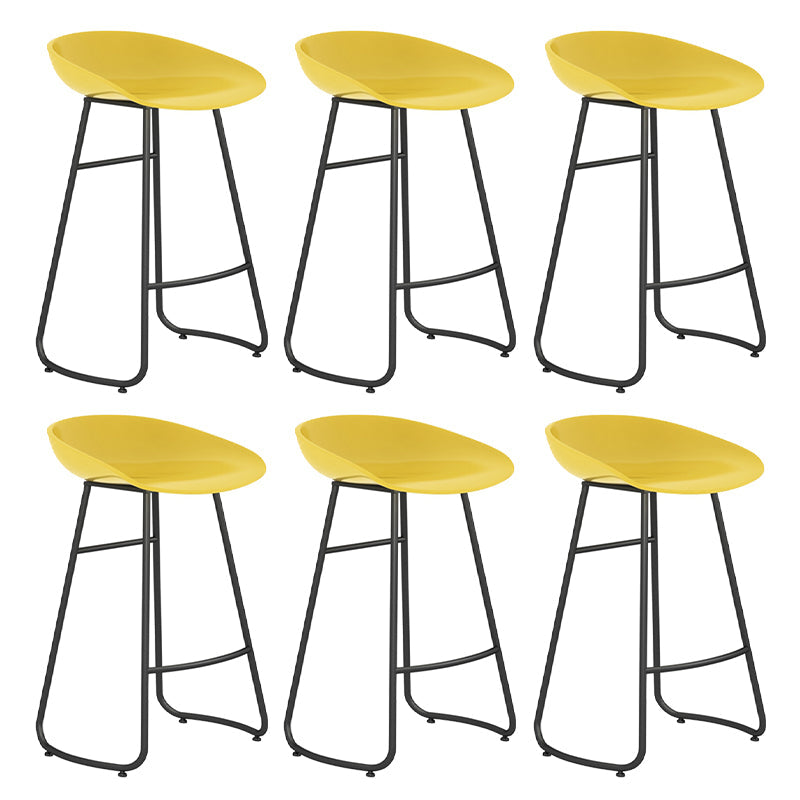Modern Backrest Armless Counter Stool Iron Bar Stool with Acrylic Seat and Pedal for Cafe Yellow 6 Piece Set Counter Stool(26"H) Clearhalo 'Bar Furniture' 'Bar Stools' 'bar_stools' 'furn' 'furn_bar_stools' 'Furniture' 'Kitchen & Dining Furniture' 5724658