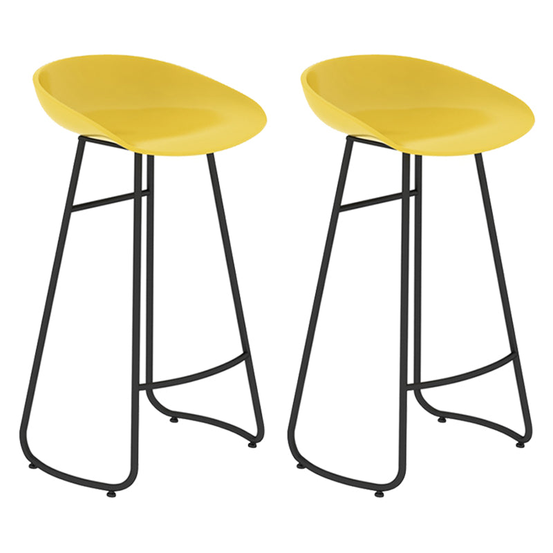 Modern Backrest Armless Counter Stool Iron Bar Stool with Acrylic Seat and Pedal for Cafe Yellow 2 Piece Set Bar Stool(30"H) Clearhalo 'Bar Furniture' 'Bar Stools' 'bar_stools' 'furn' 'furn_bar_stools' 'Furniture' 'Kitchen & Dining Furniture' 5724661