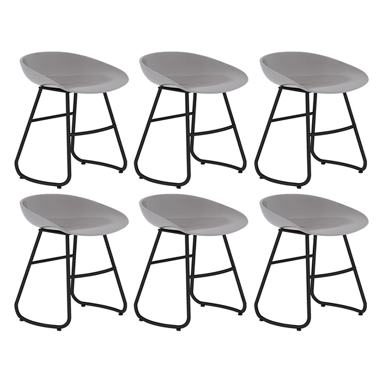 Modern Backrest Armless Counter Stool Iron Bar Stool with Acrylic Seat and Pedal for Cafe Gray 6 Piece Set Short Stool(18"H) Clearhalo 'Bar Furniture' 'Bar Stools' 'bar_stools' 'furn' 'furn_bar_stools' 'Furniture' 'Kitchen & Dining Furniture' 5724668