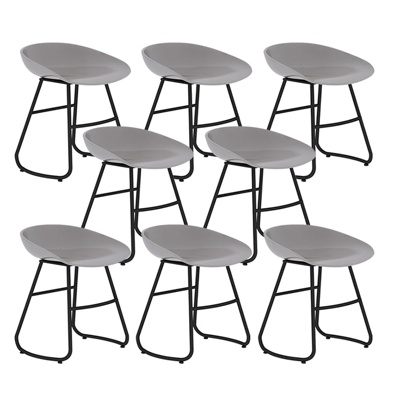 Modern Backrest Armless Counter Stool Iron Bar Stool with Acrylic Seat and Pedal for Cafe Gray 8 Piece Set Short Stool(18"H) Clearhalo 'Bar Furniture' 'Bar Stools' 'bar_stools' 'furn' 'furn_bar_stools' 'Furniture' 'Kitchen & Dining Furniture' 5724669