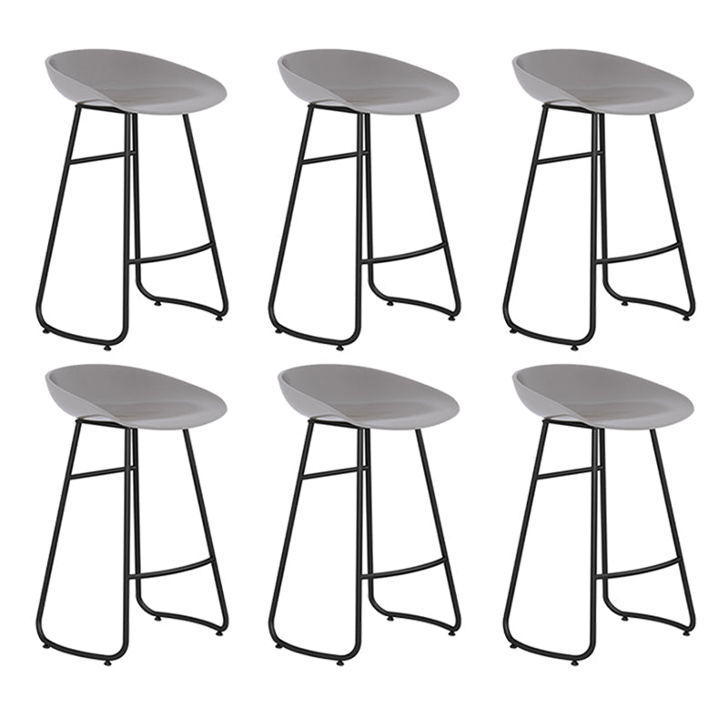 Modern Backrest Armless Counter Stool Iron Bar Stool with Acrylic Seat and Pedal for Cafe Gray 6 Piece Set Counter Stool(26"H) Clearhalo 'Bar Furniture' 'Bar Stools' 'bar_stools' 'furn' 'furn_bar_stools' 'Furniture' 'Kitchen & Dining Furniture' 5724673
