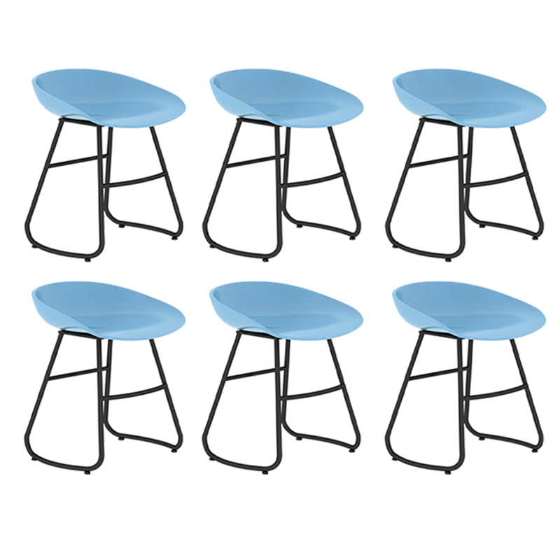 Modern Backrest Armless Counter Stool Iron Bar Stool with Acrylic Seat and Pedal for Cafe Blue 6 Piece Set Short Stool(18"H) Clearhalo 'Bar Furniture' 'Bar Stools' 'bar_stools' 'furn' 'furn_bar_stools' 'Furniture' 'Kitchen & Dining Furniture' 5724683