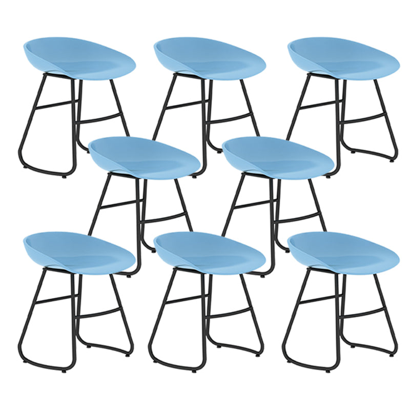 Modern Backrest Armless Counter Stool Iron Bar Stool with Acrylic Seat and Pedal for Cafe Blue 8 Piece Set Short Stool(18"H) Clearhalo 'Bar Furniture' 'Bar Stools' 'bar_stools' 'furn' 'furn_bar_stools' 'Furniture' 'Kitchen & Dining Furniture' 5724684