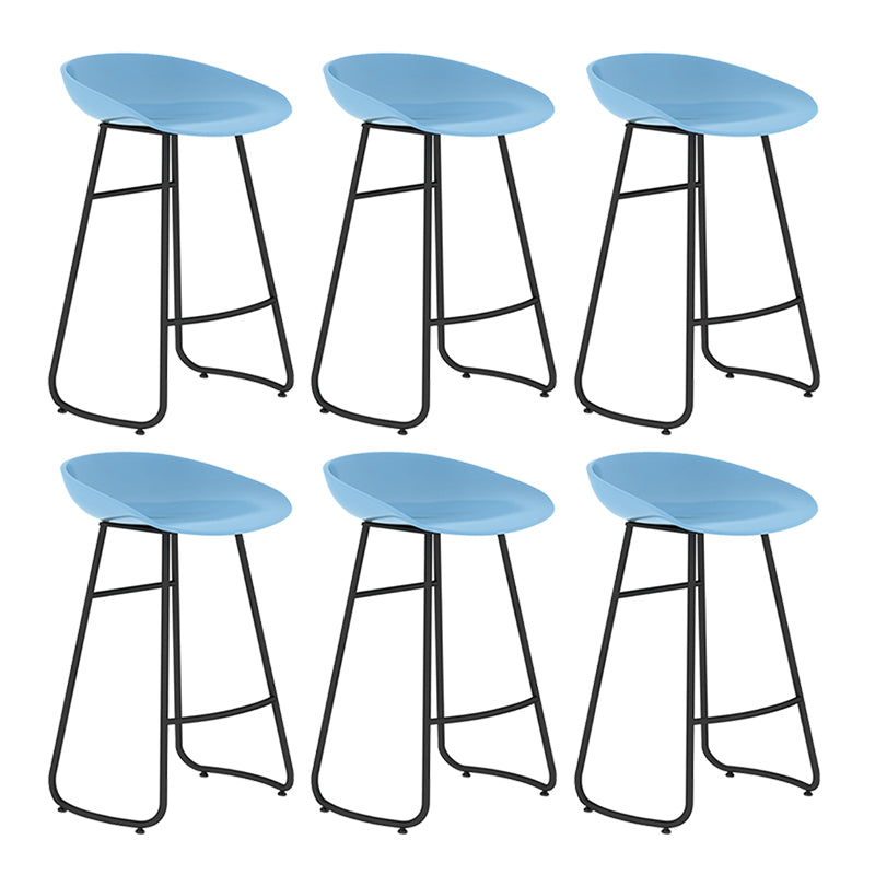 Modern Backrest Armless Counter Stool Iron Bar Stool with Acrylic Seat and Pedal for Cafe Blue 6 Piece Set Counter Stool(26"H) Clearhalo 'Bar Furniture' 'Bar Stools' 'bar_stools' 'furn' 'furn_bar_stools' 'Furniture' 'Kitchen & Dining Furniture' 5724688