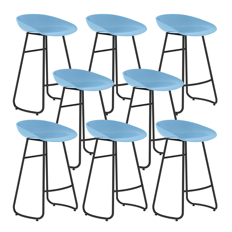 Modern Backrest Armless Counter Stool Iron Bar Stool with Acrylic Seat and Pedal for Cafe Blue 8 Piece Set Counter Stool(26"H) Clearhalo 'Bar Furniture' 'Bar Stools' 'bar_stools' 'furn' 'furn_bar_stools' 'Furniture' 'Kitchen & Dining Furniture' 5724689