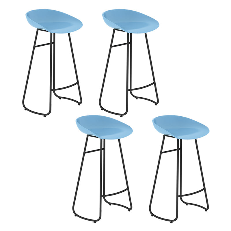 Modern Backrest Armless Counter Stool Iron Bar Stool with Acrylic Seat and Pedal for Cafe Blue 4 Piece Set Bar Stool(30"H) Clearhalo 'Bar Furniture' 'Bar Stools' 'bar_stools' 'furn' 'furn_bar_stools' 'Furniture' 'Kitchen & Dining Furniture' 5724692