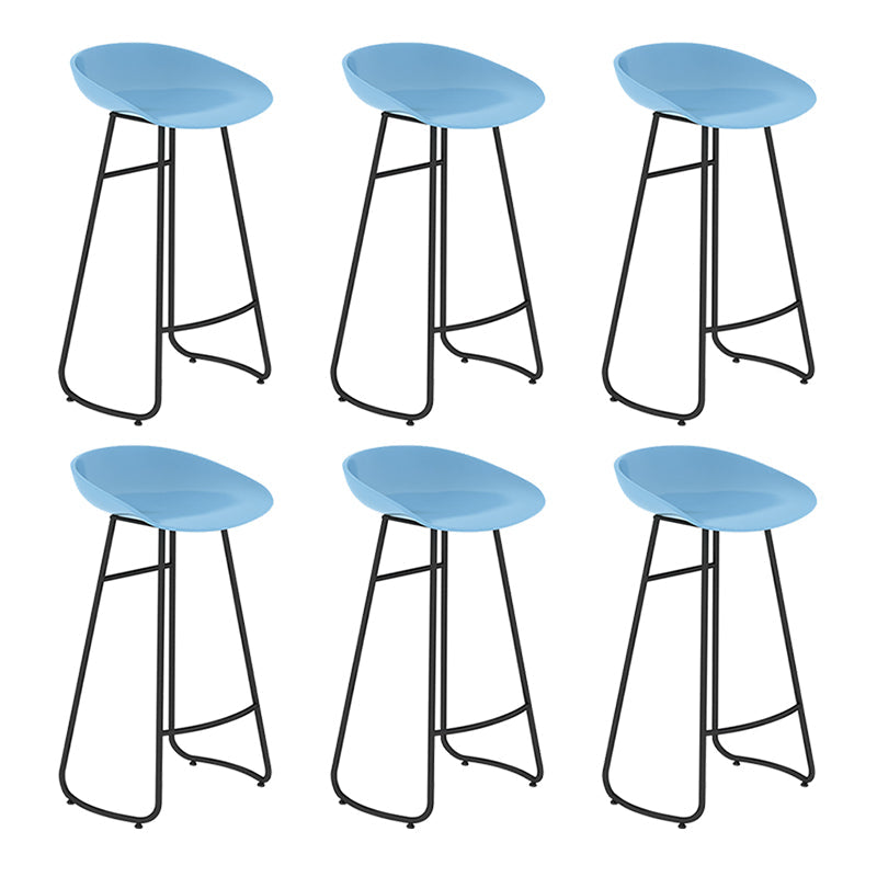 Modern Backrest Armless Counter Stool Iron Bar Stool with Acrylic Seat and Pedal for Cafe Blue 6 Piece Set Bar Stool(30"H) Clearhalo 'Bar Furniture' 'Bar Stools' 'bar_stools' 'furn' 'furn_bar_stools' 'Furniture' 'Kitchen & Dining Furniture' 5724693